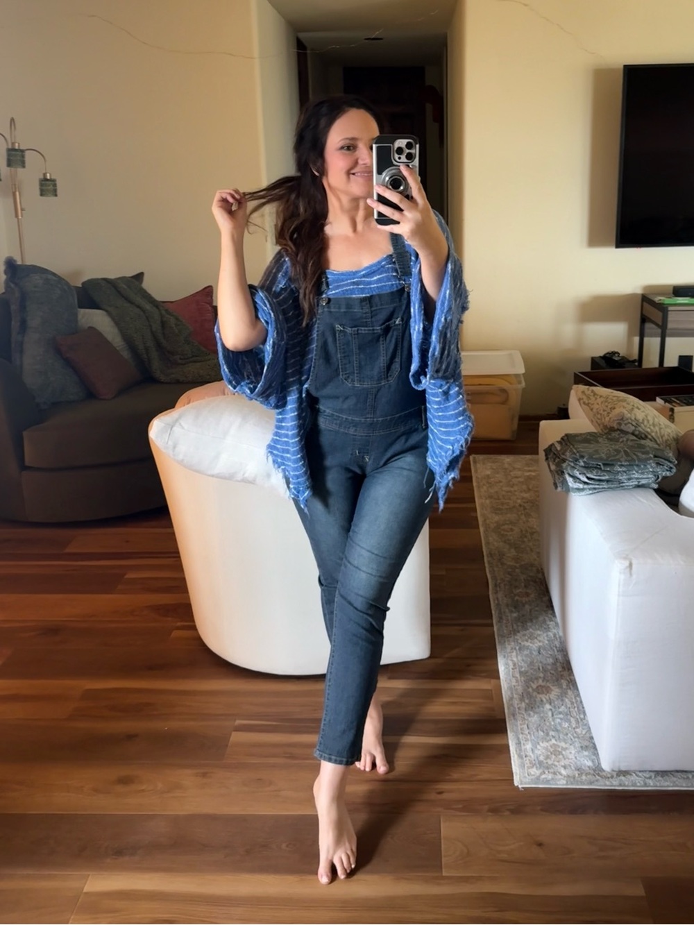 Vintage Y2K Dark Blue Denim Low Rise Overalls 🌿